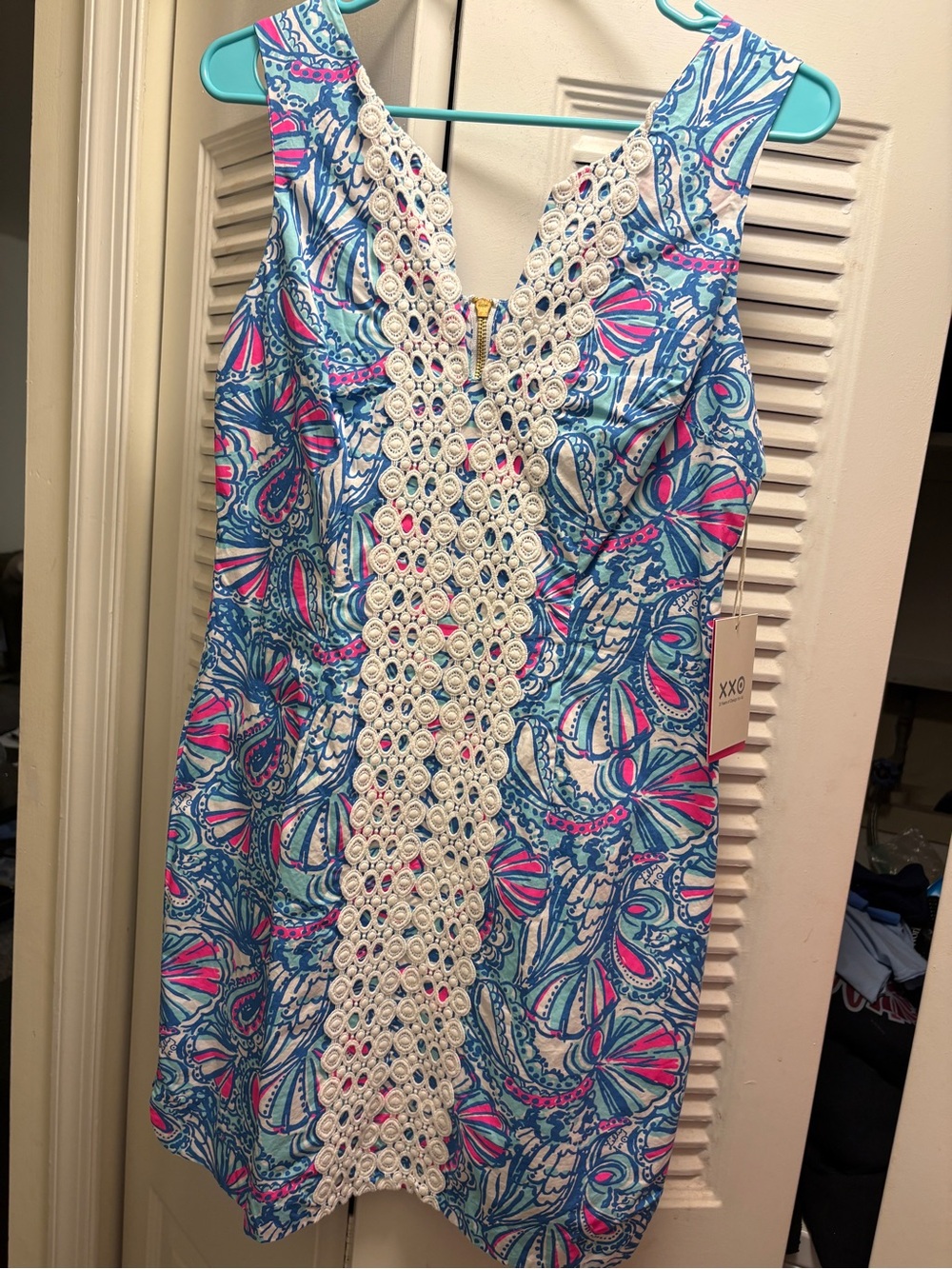 Lily Pulitzer by Target Sleeveless Blue & Pink Floral Lace-Trim Dress- Rare